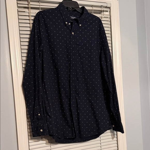 Chaps Other - Chaps Navy Button-Up with Subtle White Pattern